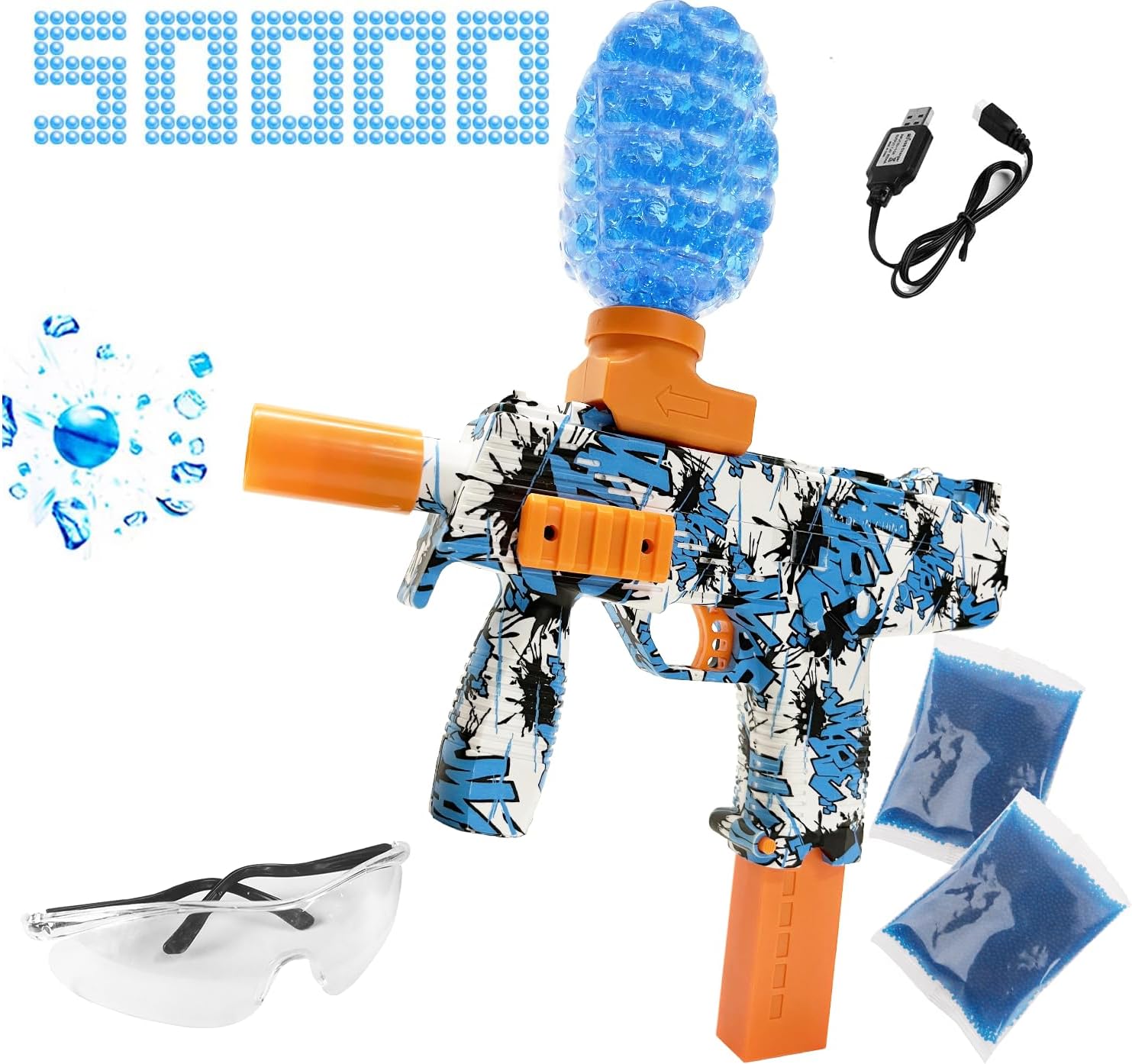 Get Ready for Outdoor Excitement with our Gel Ball Blaster Set - Includes 50,000 Water Beads and Goggles. The Perfect Christmas and Birthday Gifts for Boys and Girls Ages 12+ for a Happy Outdoor Shooting Game!