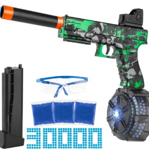 Electric Gel Ball Blaster with Drum: Enjoy Manual and Automatic Action! Includes 30000 Gel Balls and Goggles. Suitable for Kids and Adults Ages 12+