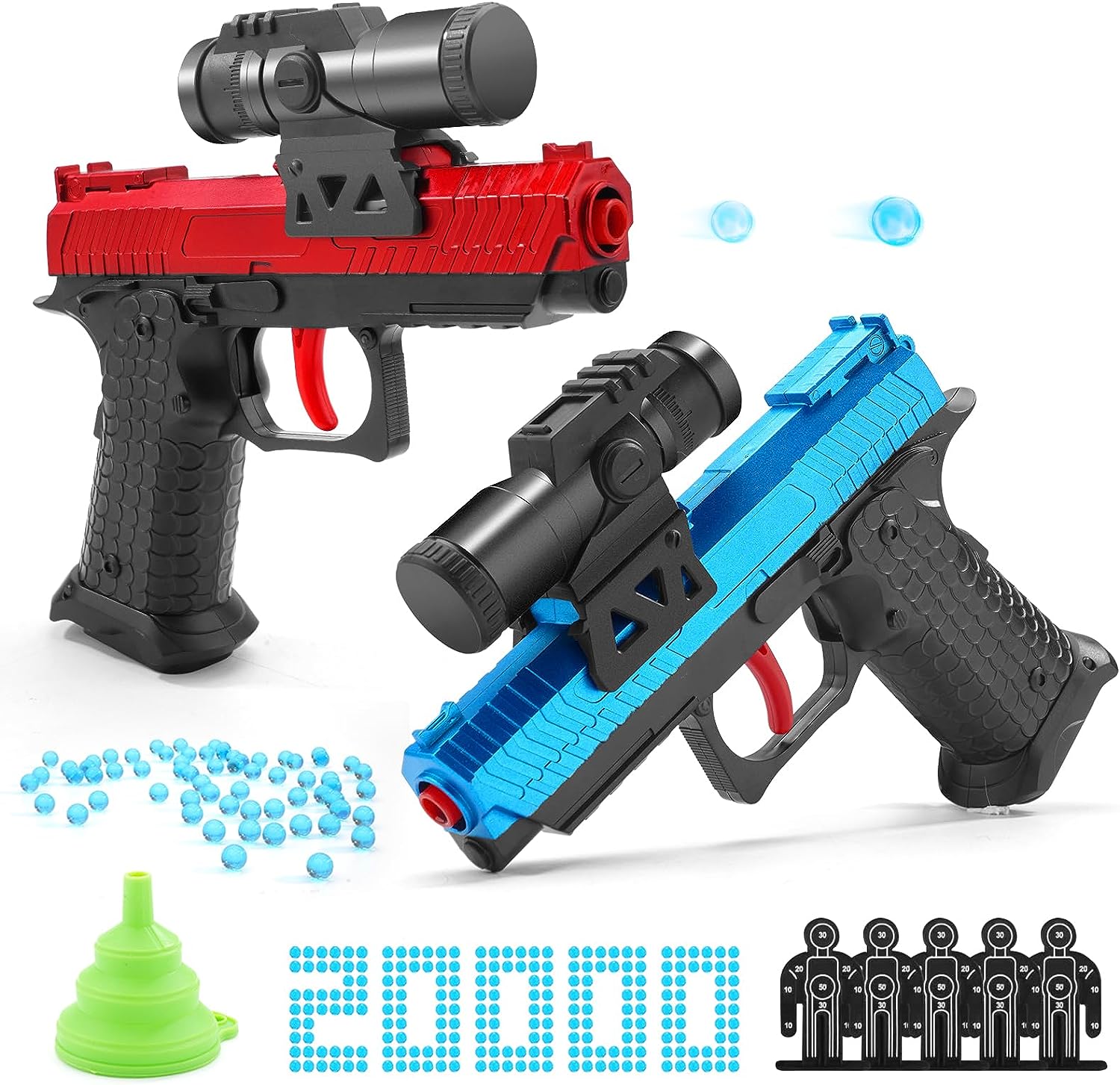 Double the Fun with Our Gel Ball Blaster Toy Guns - 2 Pack of Splatter Ball Guns with 20,000+ Water Beads Included. No Charging Required! Perfect for Backyard and Outdoor Team Shooting Games. Great Gifts for Boys and Adults Aged 12+