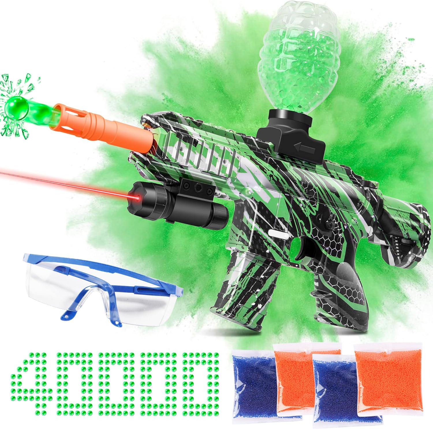 Experience the Thrill of Outdoor Action with the Electric Gel Ball Blaster Toy - Equipped with 40000+ Water Beads and Goggles. Perfect for Team Games and Activities. Suitable for Ages 12+