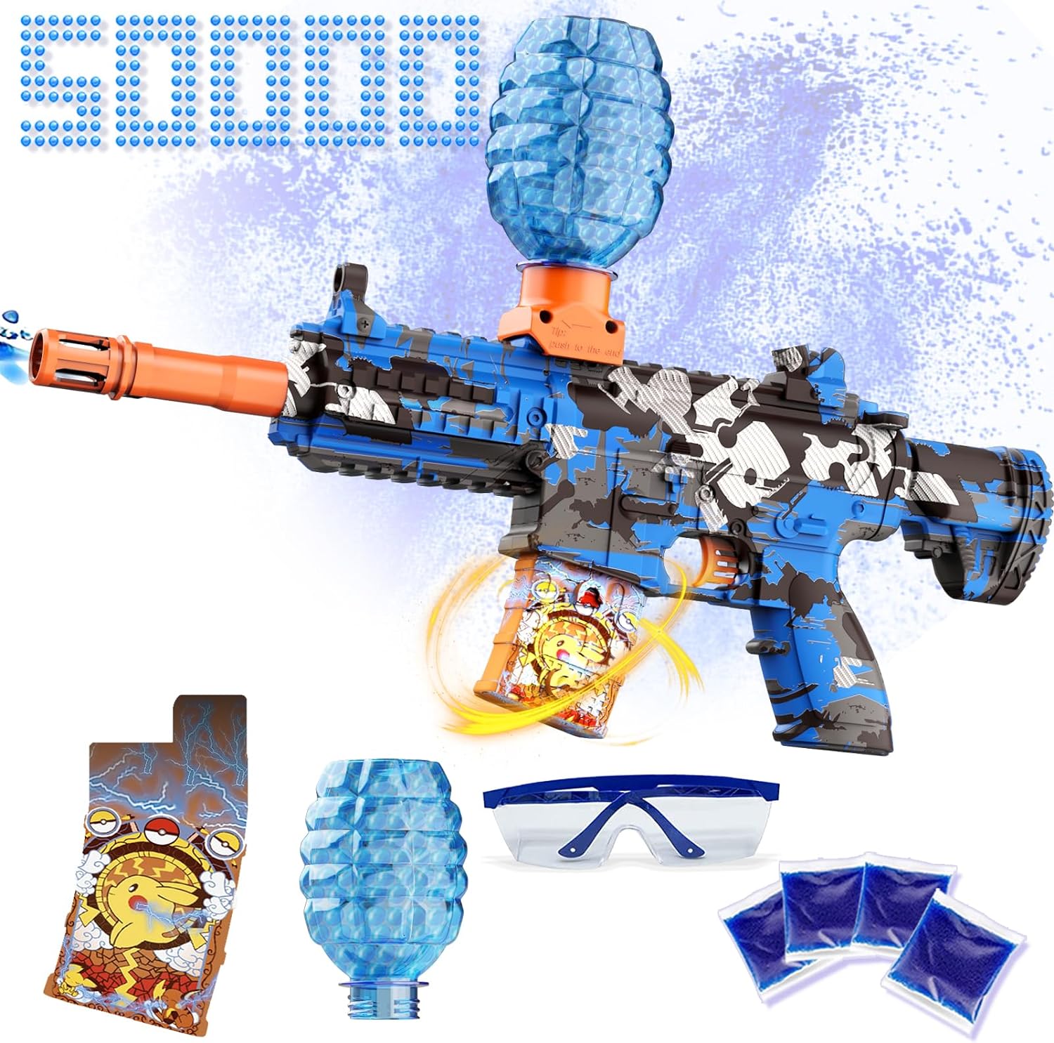 High-Velocity Electric Gel Ball Blaster with 40,000+ Water Beads and Protective Goggles - SUPBEC Rechargeable Splatter Ball Toys for Exciting Game Parties