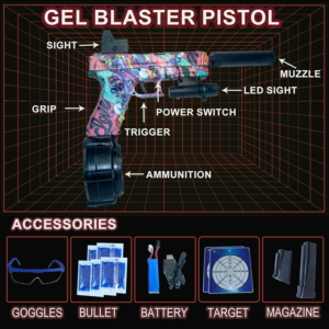 Dual-Mode Gel Ball Blaster Pistol with 50,000 Splat Balls – Manual and Automatic Fun!