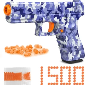 Compact Manual Splatter Ball Pistol: Perfect Outdoor Toy for Boys, Comes with 1500 Water Beads – Ideal for Backyard Fun and Outdoor Team Shooting Games