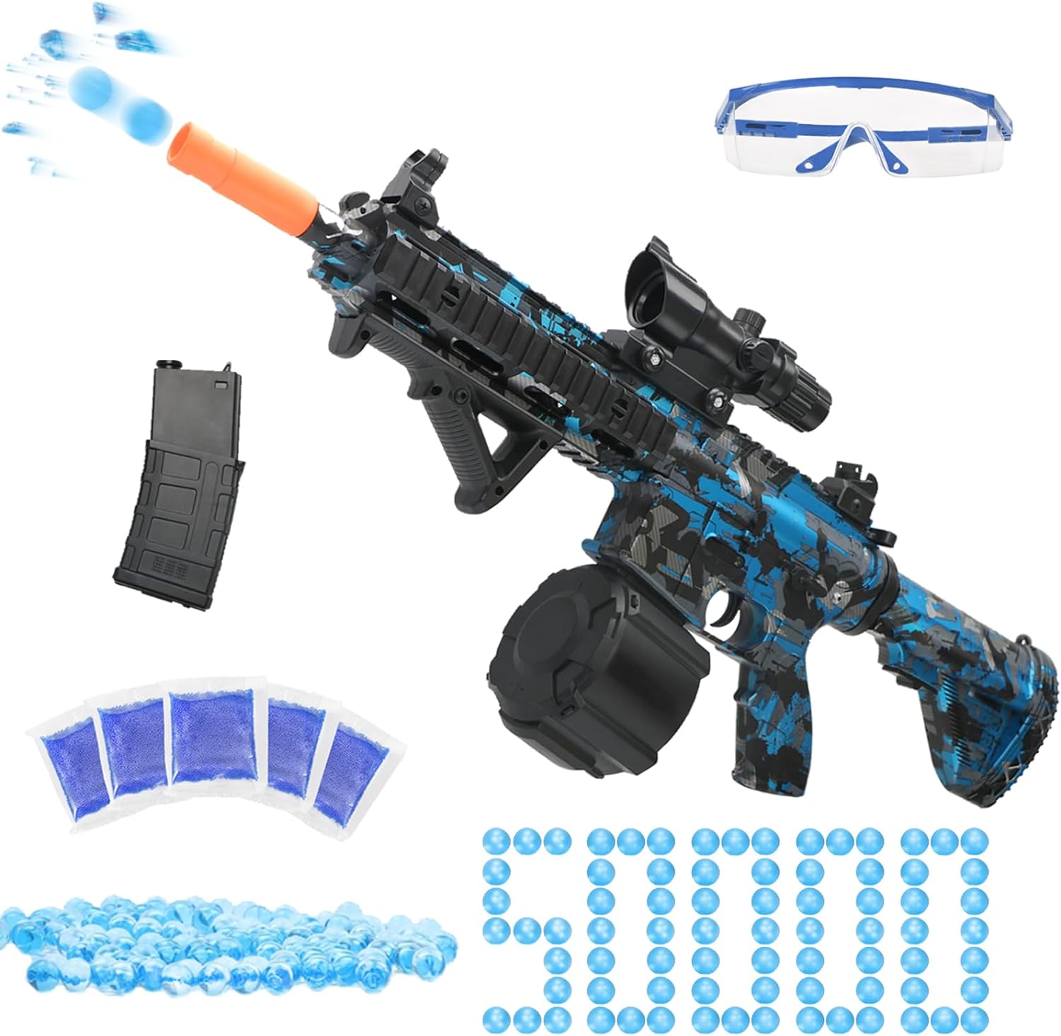 Large Electric Gel Ball Blaster - A Splash of Fun with 50,000 Water Beads, Manual & Automatic Play!