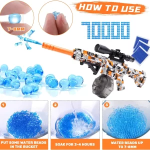 Large Splatter Water Ball Gun - Large Electric Gel Blaster for Kids and Adults with 70000 Water Beads