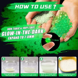 Elevate Your Gel Ball Blaster Experience with our Glow in The Dark Gel Balls Ammo Pack! Includes 20,000 Fluorescent 7.5mm Water Beads for Endless Fun and Easy Cleanup.