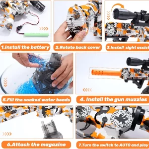 Large Splatter Water Ball Gun - Large Electric Gel Blaster for Kids and Adults with 70000 Water Beads