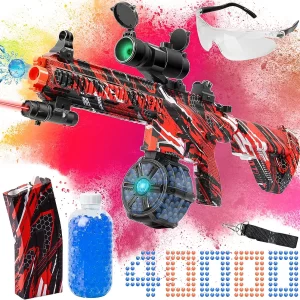 Upgrade Your Fun: Large Splatter Blaster Water Gun for Orbeez with Drum - 40,000 Water Beads Included, Manual & Automatic Blasting Action